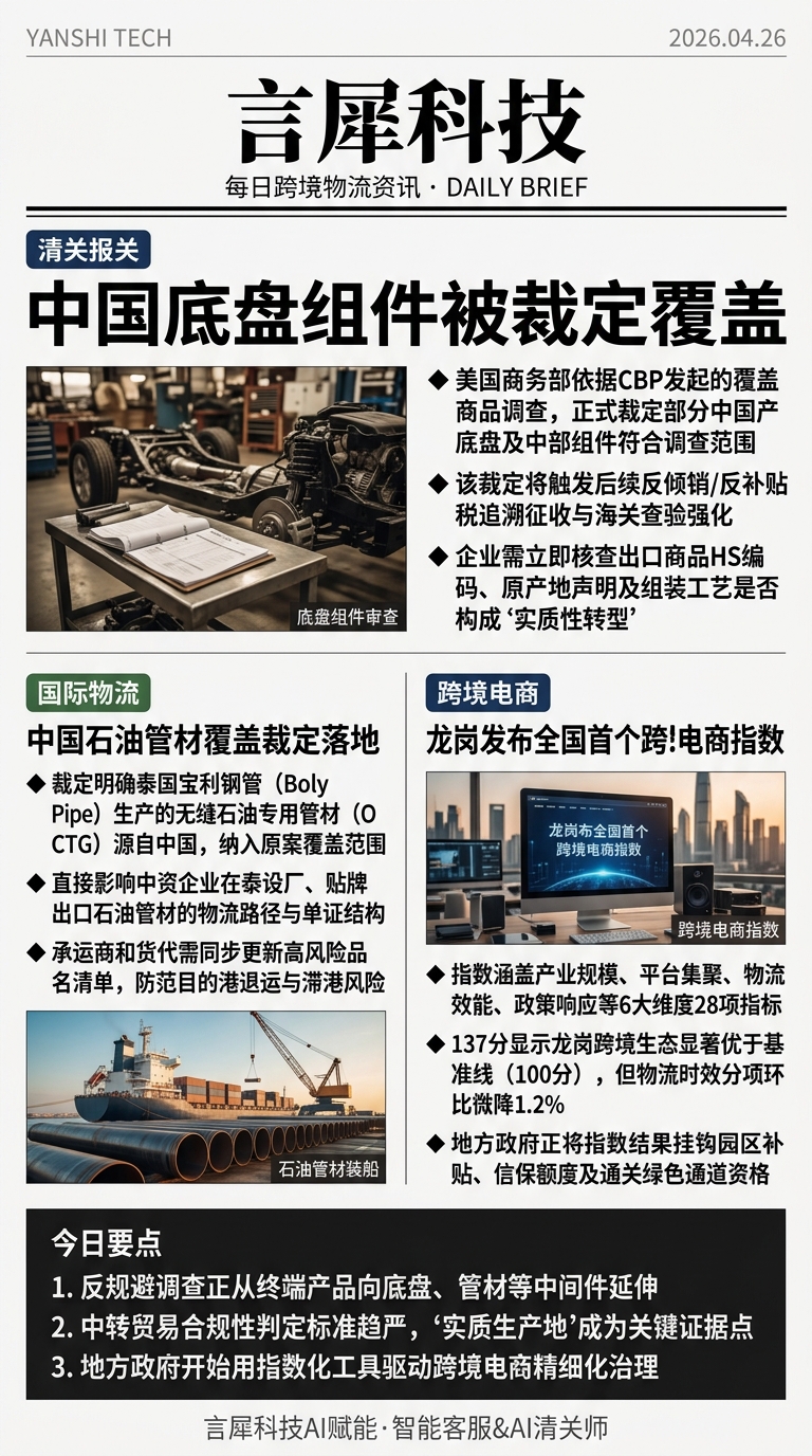 今日跨境物流资讯图 2026年04月26日
